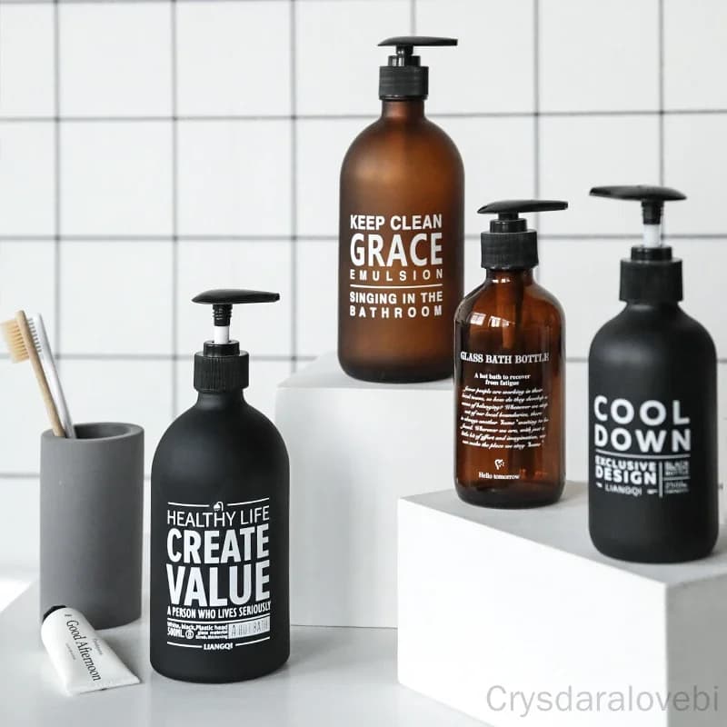 Dispenser di sapone da 500 ml Bottiglia di vetro Bottiglia di stoccaggio per shampoo Lozione liquida Organizzatore da viaggio Decorazioni da viaggio per la casa Vaso di vetro Organizador