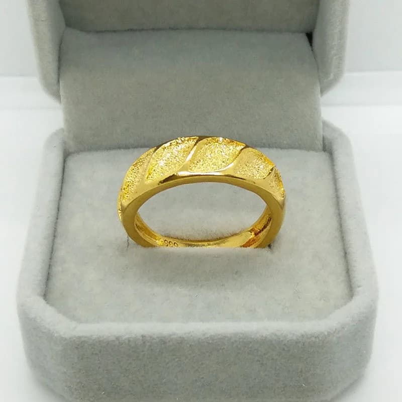Classic Pure Plated Real 18k Yellow Gold 999 24k coppia per uomini e donne glassato coppia anello gioielli regalo Never Fade Jewelry