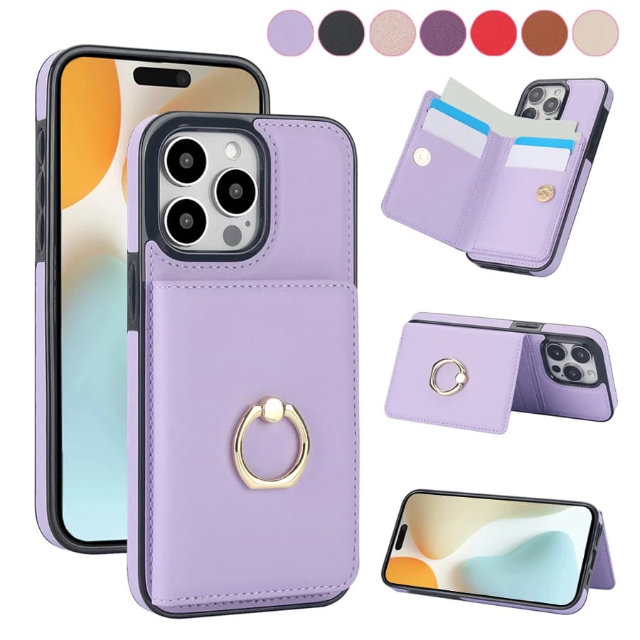Portafoglio con slot per schede, blocco RFID, cavalletto magnetico 360 ° Custodia in pelle flip per iPhone 16 Pro Max 15 Plus 14 13 Mini 12 11 X XR 8 7