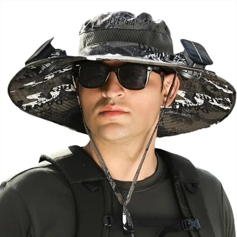Cappello da sole con protezione solare con ventola solare Cappello da sole a tesa larga per esterno con ventola Upf50 Cappello da sole a tesa larga con ricarica USB per viaggi all'aperto