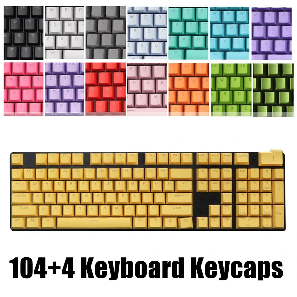 Universal Replacement Key Set With 104pcs PBT/ABS Keycaps Translucent OEM Profile for Mechanical Keypad