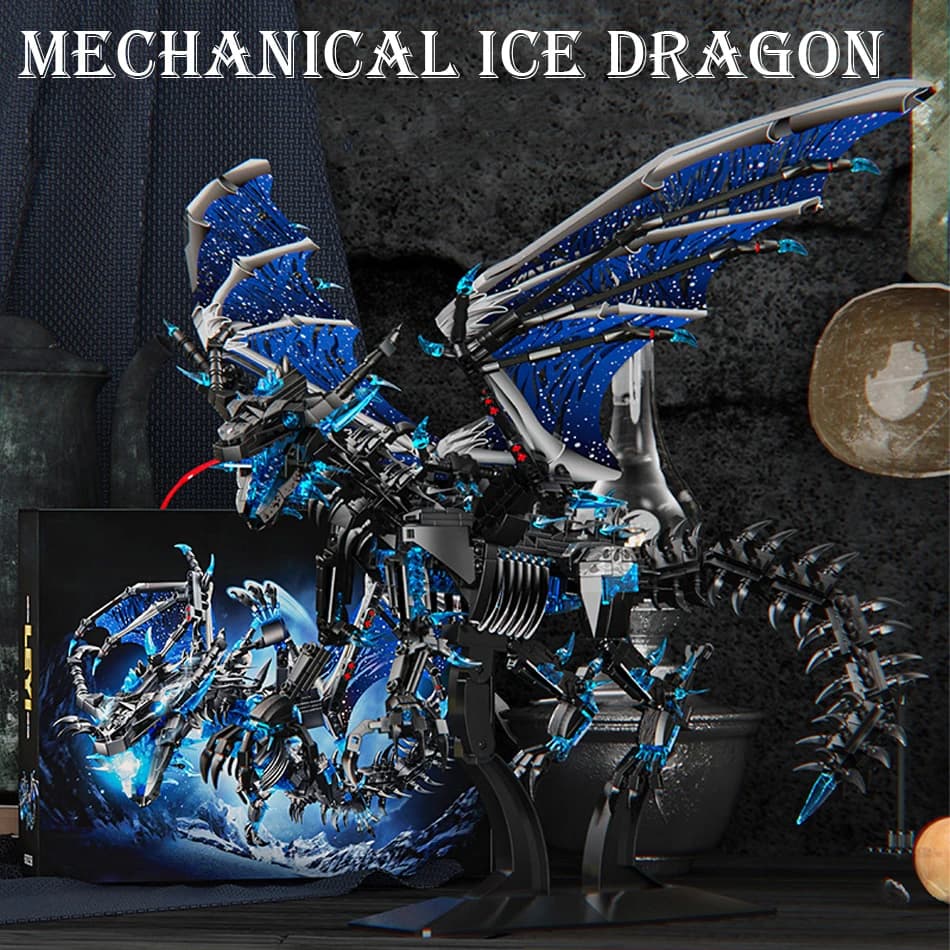 MOC Creativo Warcraft Drago di ghiaccio meccanico Building Blocks Animale medievale Mecha Fiamme Drago Figure Mattoni Giocattolo per regalo per bambini