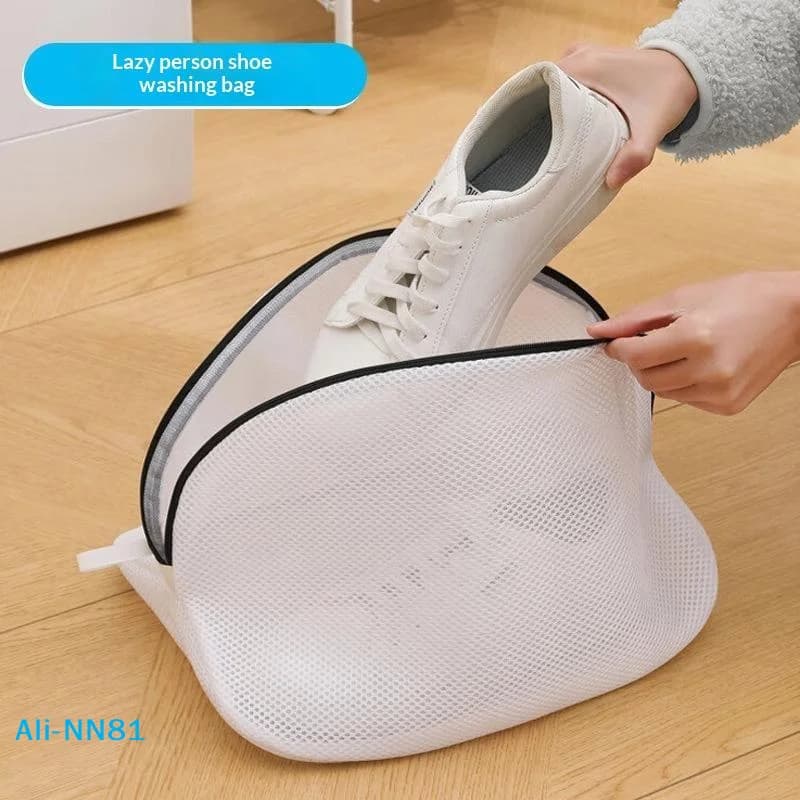 【N】Mesh Laundry Bag Washing Machine Shoes Bag With Zips Travel Shoe Storage Protective Clothes Organizer Bags