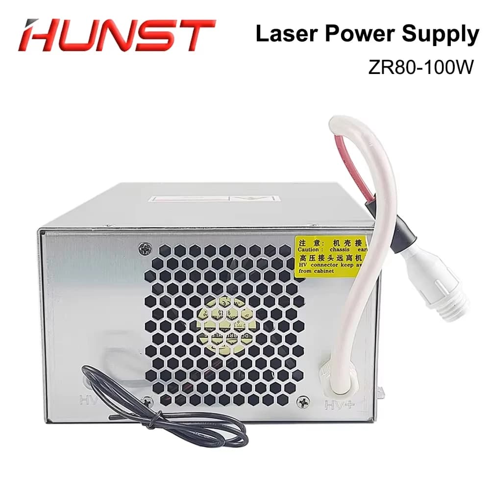 Alimentatore laser HUNST ZR80~100W per macchina per incisione e taglio con tubo laser in vetro Co2 da 80W-100W, 2 anni di garanzia.