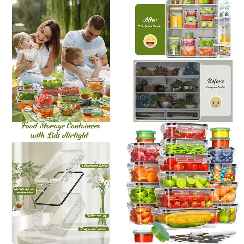20 contenitori per la preparazione dei pasti a prova di perdite con coperchi, plastica senza BPA, set per la conservazione degli alimenti da 40 pezzi per l'organizzazione della cucina, include laboratorio