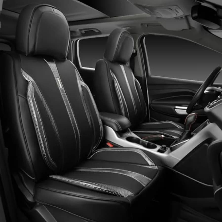 Coprisedili in Pelle Nappa, Coprisedili in Ecopelle Imbottiti Impermeabili Antiscivolo, Universali per 5 Posti Auto, SUV, Pick-Up, Camion