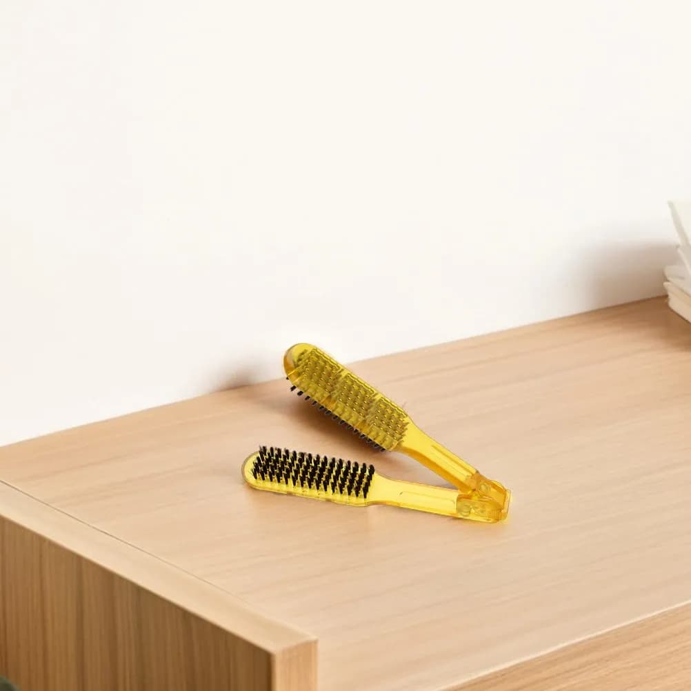 Hair Straightener Comb Double Sided Brush Clamp Heat Resistant Transparent Design for Smooth Styling Travel Home Use Yellow