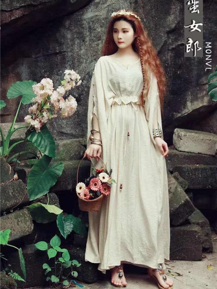 TIYIHAILEY Abito da donna in seta primavera estate con fodera manica svasata lungo maxi da donna taglia SL fasciatura da donna 2025 nuovo vintage