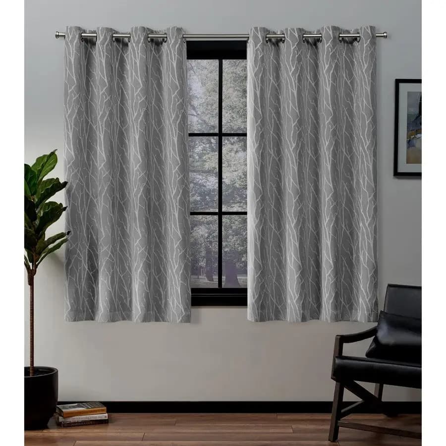 Couple of Dark Curtains Forest Hill with Eyelets, 52x63, Grey Ash