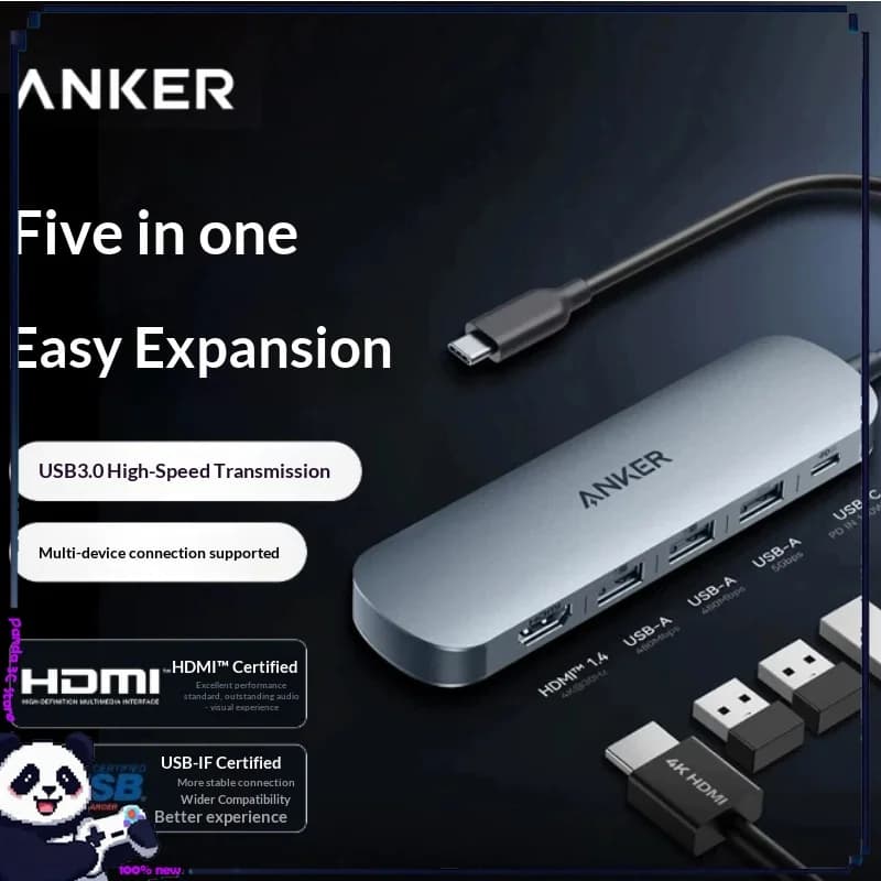 Anker USB-C 5-in-1 Multiport Hub Power Delivery Extension Adapter Multi Interface Docking Station for Laptop PC USB Flash Drive