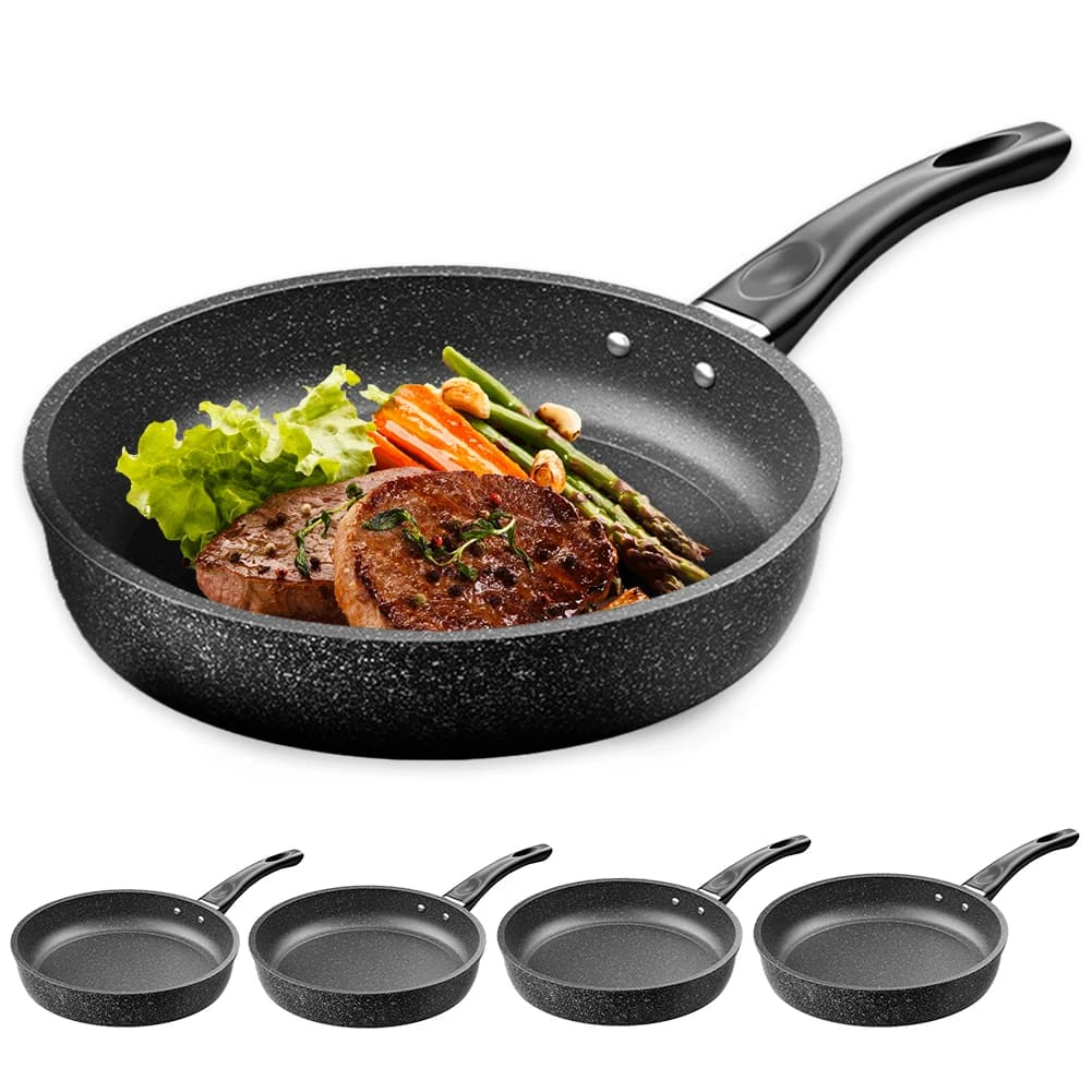 Anti-stick pan 22/24/26/28cm in Maifan Stone, Omelette pan, Soffritti pot, Compatible with Induction