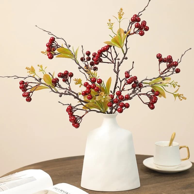 23 pollici ramo di frutta dorato piante artificiali steli decorativi finti decorazioni per la casa disposizione di Capodanno inserto per vaso da soggiorno