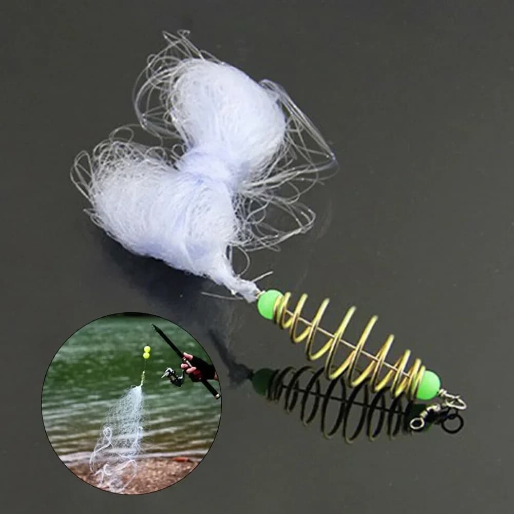 Rete da pesca 1PC con molla in rame e perline luminose Design leggero in ABS Ideale per la pesca di scorie di diverse dimensioni di pesci