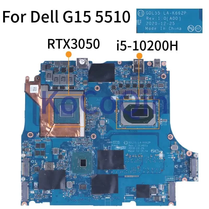 LA-K662P Per DELL G15 5510 Notebook Scheda Madre GDL55 I5 I7 10th Gen 0G3CK0 0Y54CX 0NWP76 0FK7C3 0WCM79 0983D5 Scheda Madre Del Computer Portatile