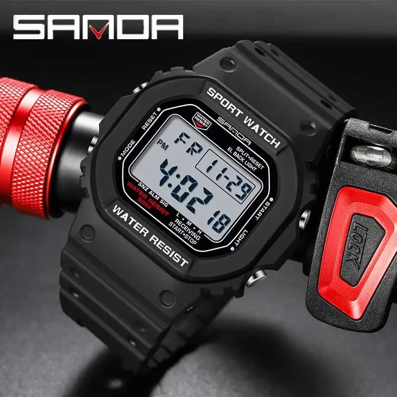 SANDA G Style Orologio digitale da uomo Orologi da polso sportivi impermeabili da esterno per uomo che corrono cronometro Orologio elettronico a LED militare