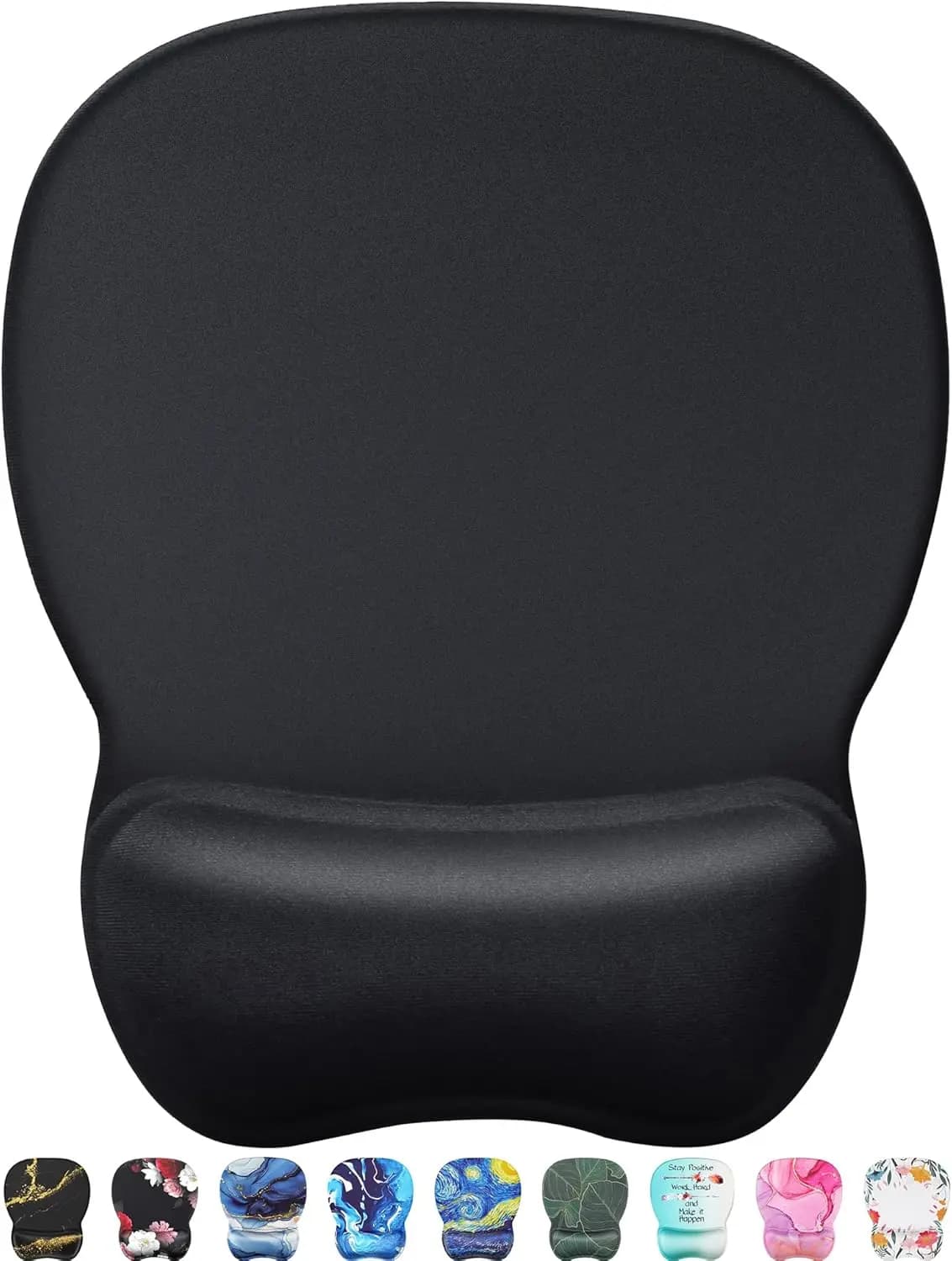 Tappetino per mouse ergonomico con poggiapolsi in gel, base antiscivolo per alleviare il dolore, comodo per l'uso con computer e in ufficio, nero