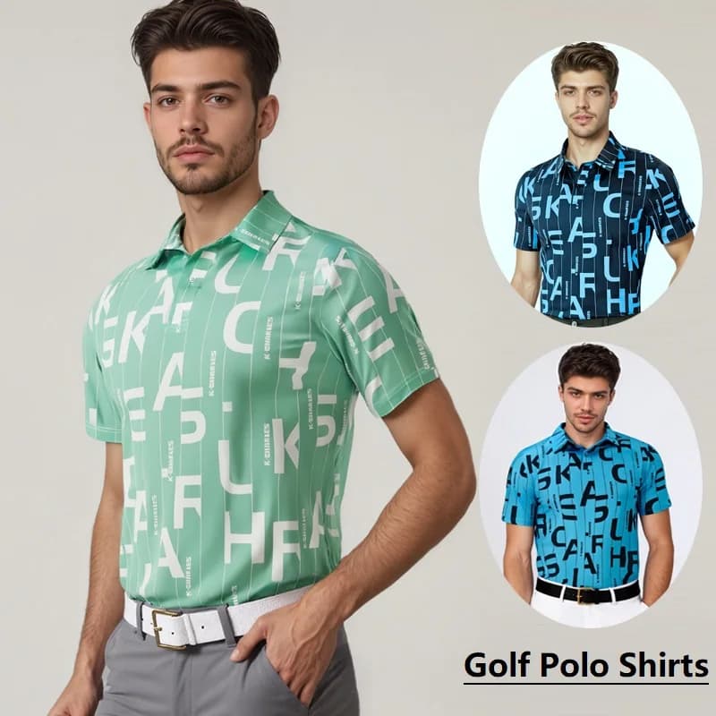 2025 Nuovi uomini di lusso Polo da golf Stampato Casual Manica corta Top Elastico Quick Dry Business T-shirt Traspirante Risvolto Tees