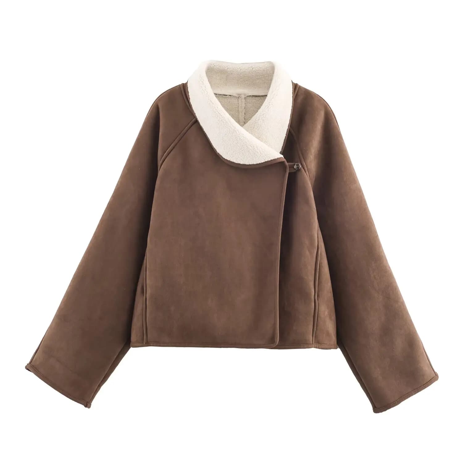 Giacca in Pelliccia d'Agnello alla Moda H2558 per Donna, Collo Alto con Cerniera, Stile Europeo, Manica Lunga, Cappotto Corto per Signore