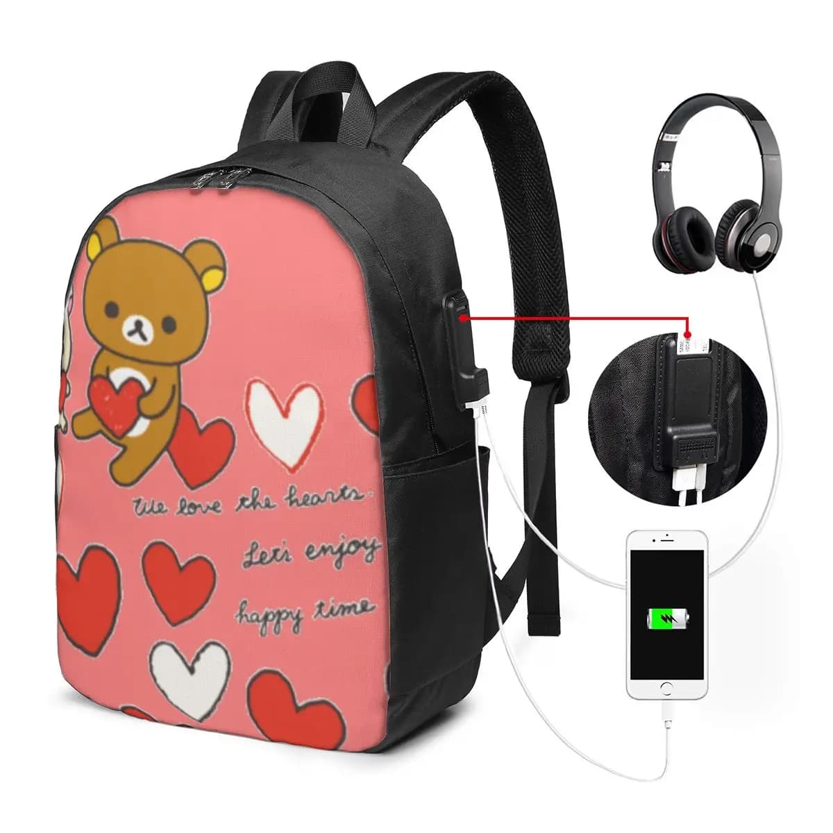 Zaino Rilakkuma Sakura, borsa da viaggio per notebook, borsa per computer, borsa per studenti universitari, borsa per laptop, borse a tracolla per uomo e donna