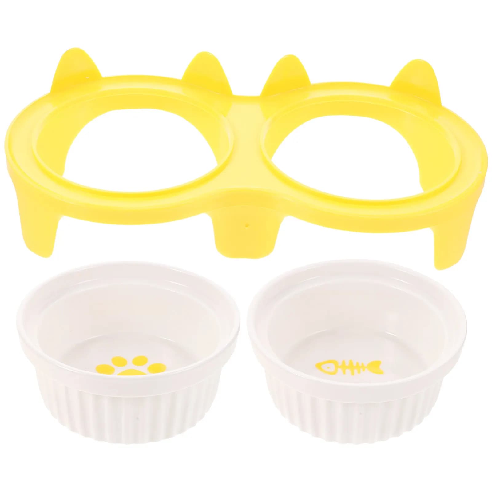1Set Ceramic Cat Bowl Smooth Surface Stable Base Easy Wash Pet Food Feeder Small Cat Bowl Reusable Indoor Pet Supply