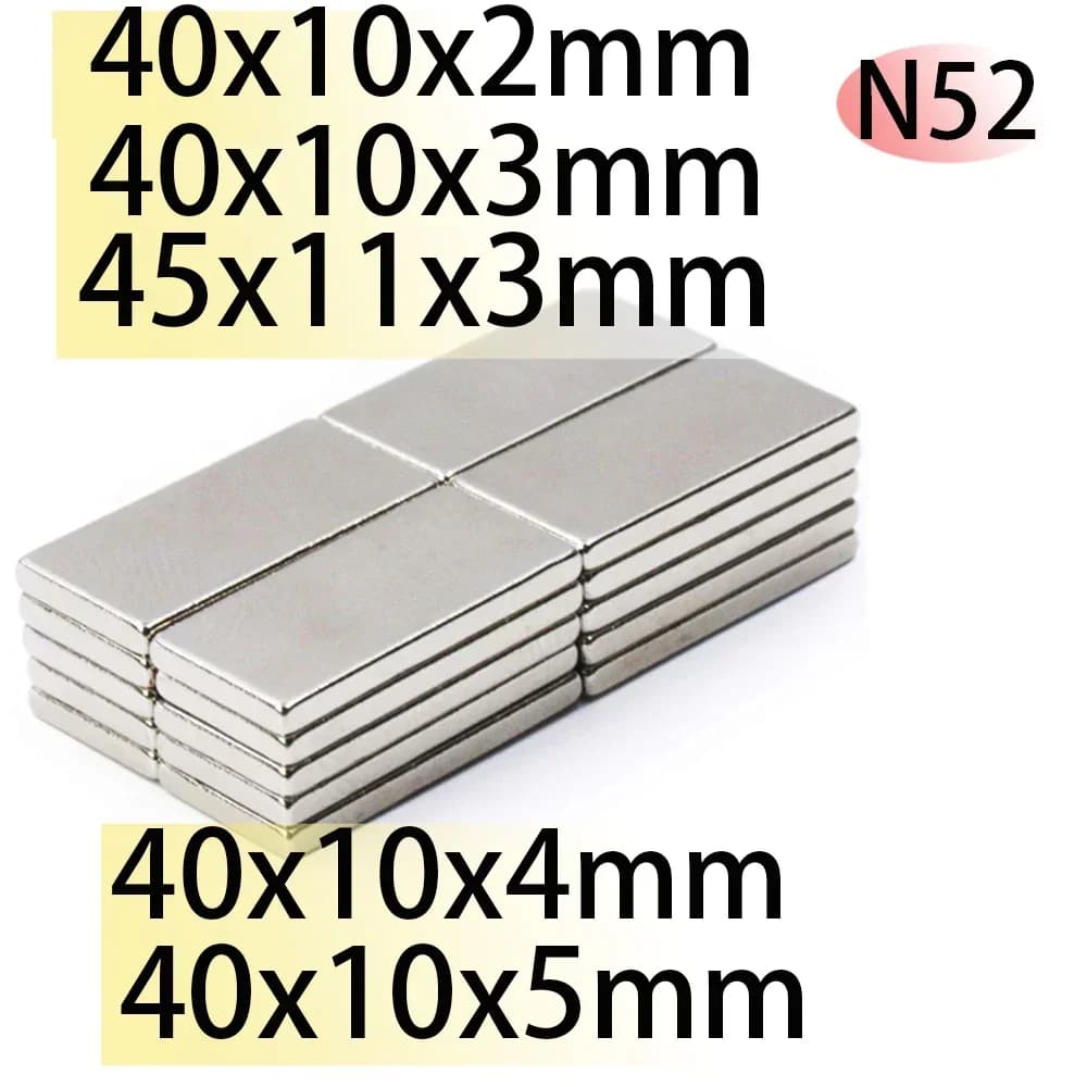 N52 40x10x2 40x10x3 40x10x4 40x10x5 Magnete Rettangolo Quadrato Stampante 3D Blocco Al Neodimio Motore Generatore Motore Forte Magnete