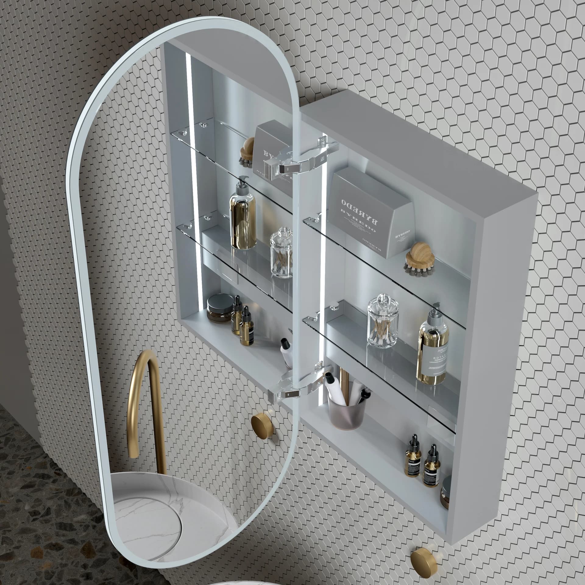 Fashionable Muti-function Cabinet Frameless 2700-6500k Color Changing Waterproof Sensor Switch Bathroom Wall-mounted LED Mirror