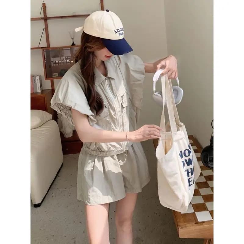 Women's Fashion Dress Two Pieces: Cotton Shirt and Shorts, Summer Young Style, Elegant and Trendy