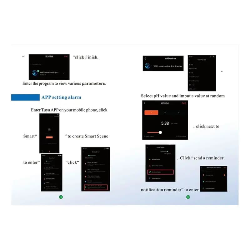 (A02R] Tuya Eight in One Digital WiFi Water Quality Tester PH EC TDS SALT .Temp ORP Meter Multifunction Smart Monitor US Plug