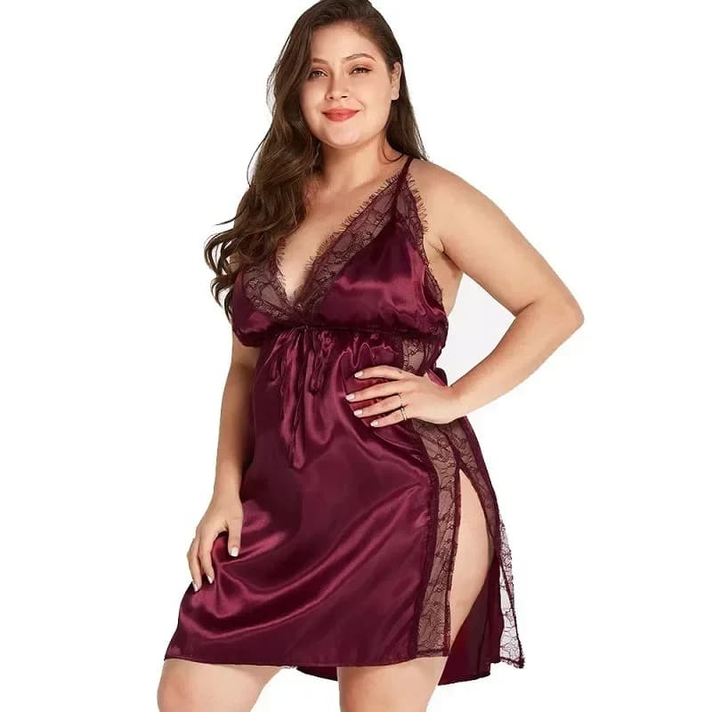 Camicie da notte sexy Lingerie Camicia da notte con spalline inserita in pizzo Set Pigiama da donna per ragazze taglie forti con mutandine 2 pezzi Abiti vestiti