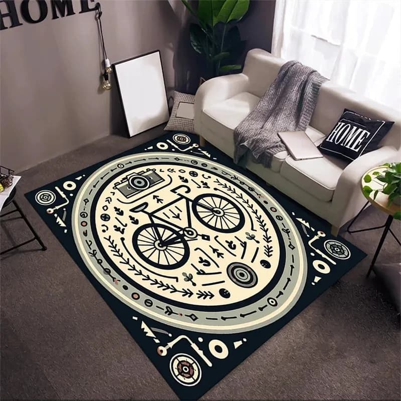 Bicycle Art Print Doormat Non-Slip Entryway Rug Durable Washable Floor Mat for Living Room and Study