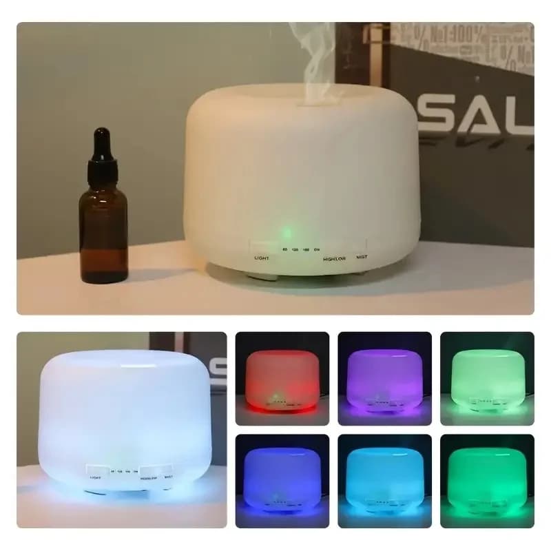 Diffusore e umidificatore per aromaterapia da 500 ml con luce LED, alimentato tramite USB, spegnimento automatico per casa, ufficio, yoga, spa e relax