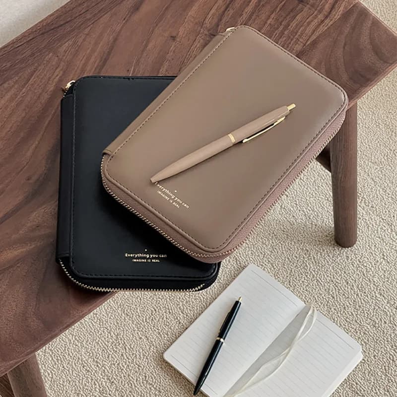 Raccoglitore multifunzionale con cerniera A6, raccoglitore con cerniera ricaricabile, organizer per notebook da viaggio con tasca per contanti, pianificatore aziendale