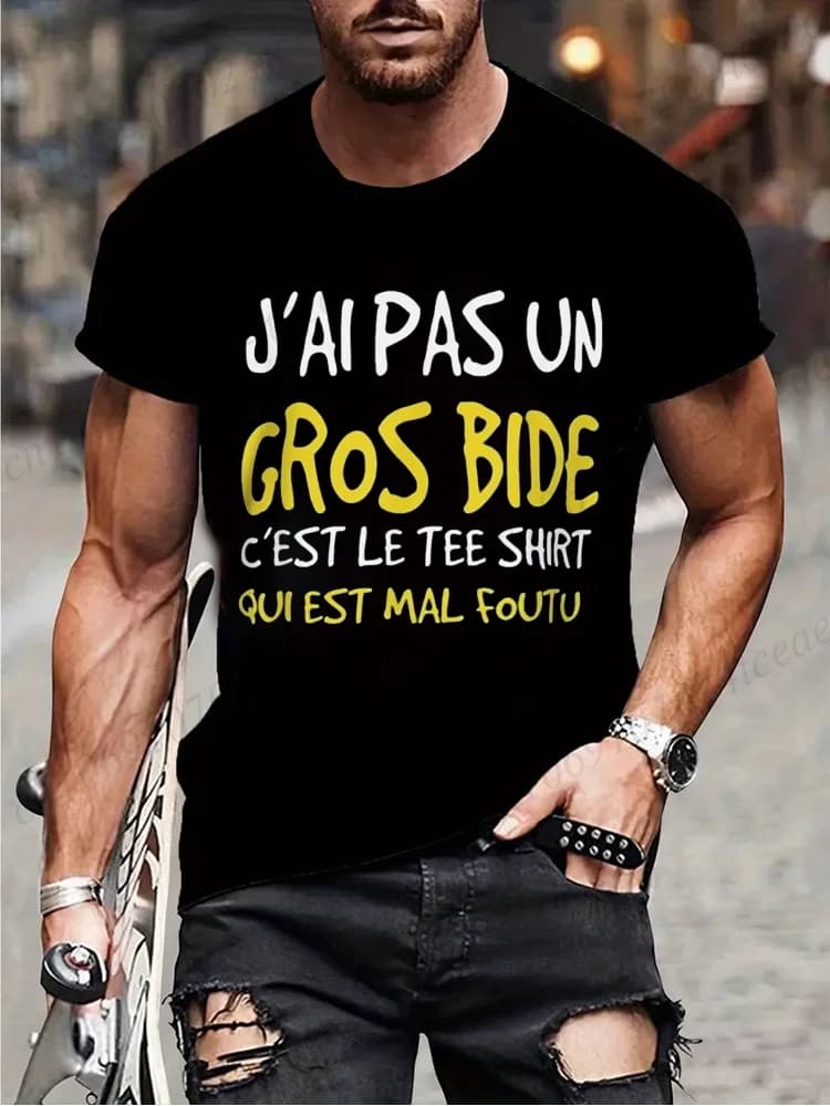 Non ho un grande paunch T-shirt da uomo Divertente regalo di umorismo francese Y2k T-shirt estiva casual unisex T-shirt estiva di moda Top