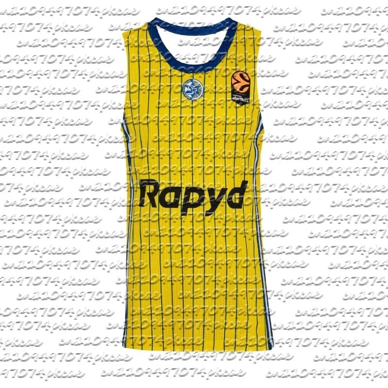 Y2k New CSKA Moscow EuroLeague Yellow Striped Basketball Mesh for Home Adult and Kids Vest Sportswear Breathable Fast Drying