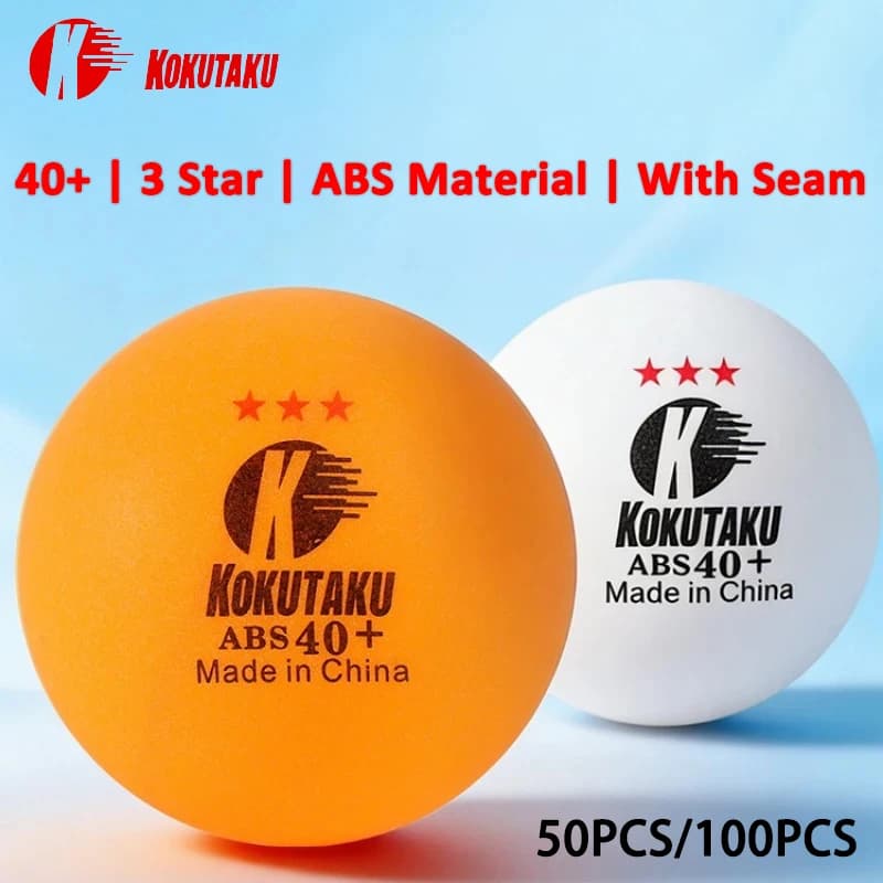 Palline da Ping Pong KOKUTAKU con Cucitura 40+ 3 Stelle, Materiale ABS Durevole, per Allenamento Indoor e Outdoor