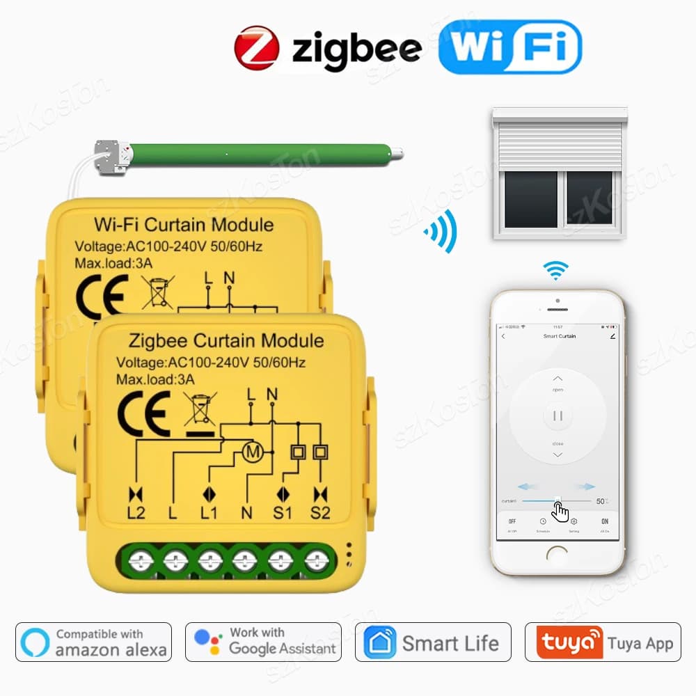 Tuya ZigBee WiFi Smart Curtain Switch Module Connect roller shutter speed control engine for Alexa Google Home