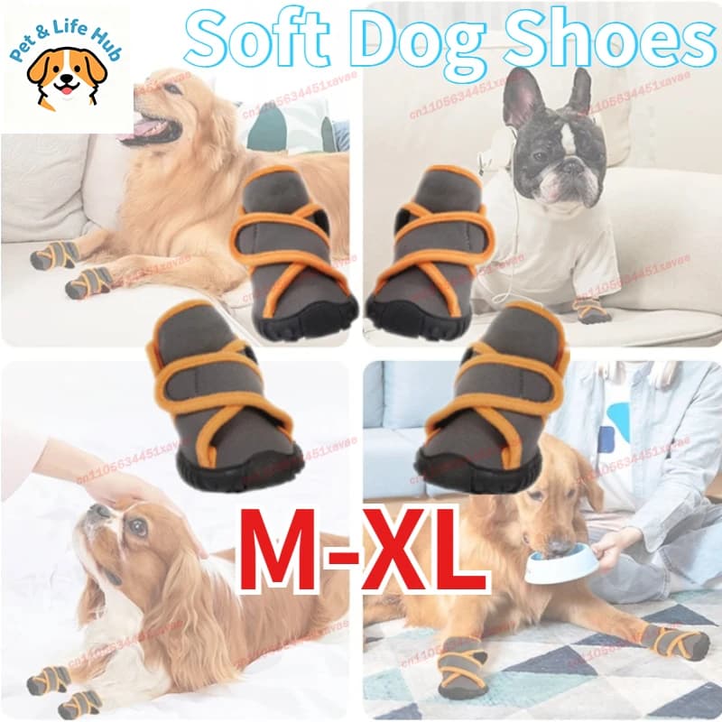 Scarpe morbide per cani, impermeabili, resistenti, antiscivolo, con cinturini incrociati regolabili, stivali per animali domestici per camminare, stare in piedi, fare escursioni, correre all'aperto