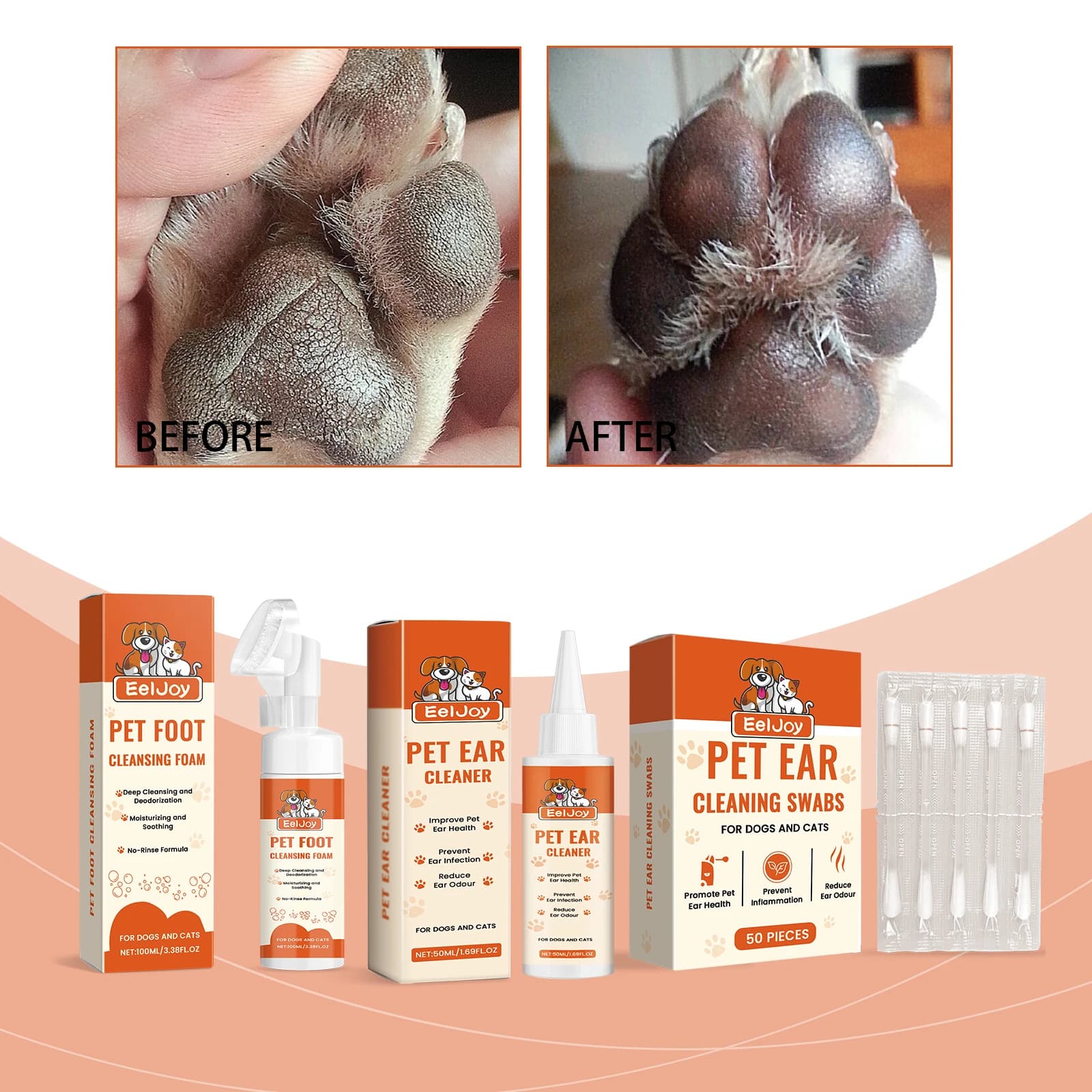 Schiuma detergente per zampe di cane, detergente per orecchie, idratante e deodorante con spazzola in silicone per la cura degli animali domestici, fresco e pulito