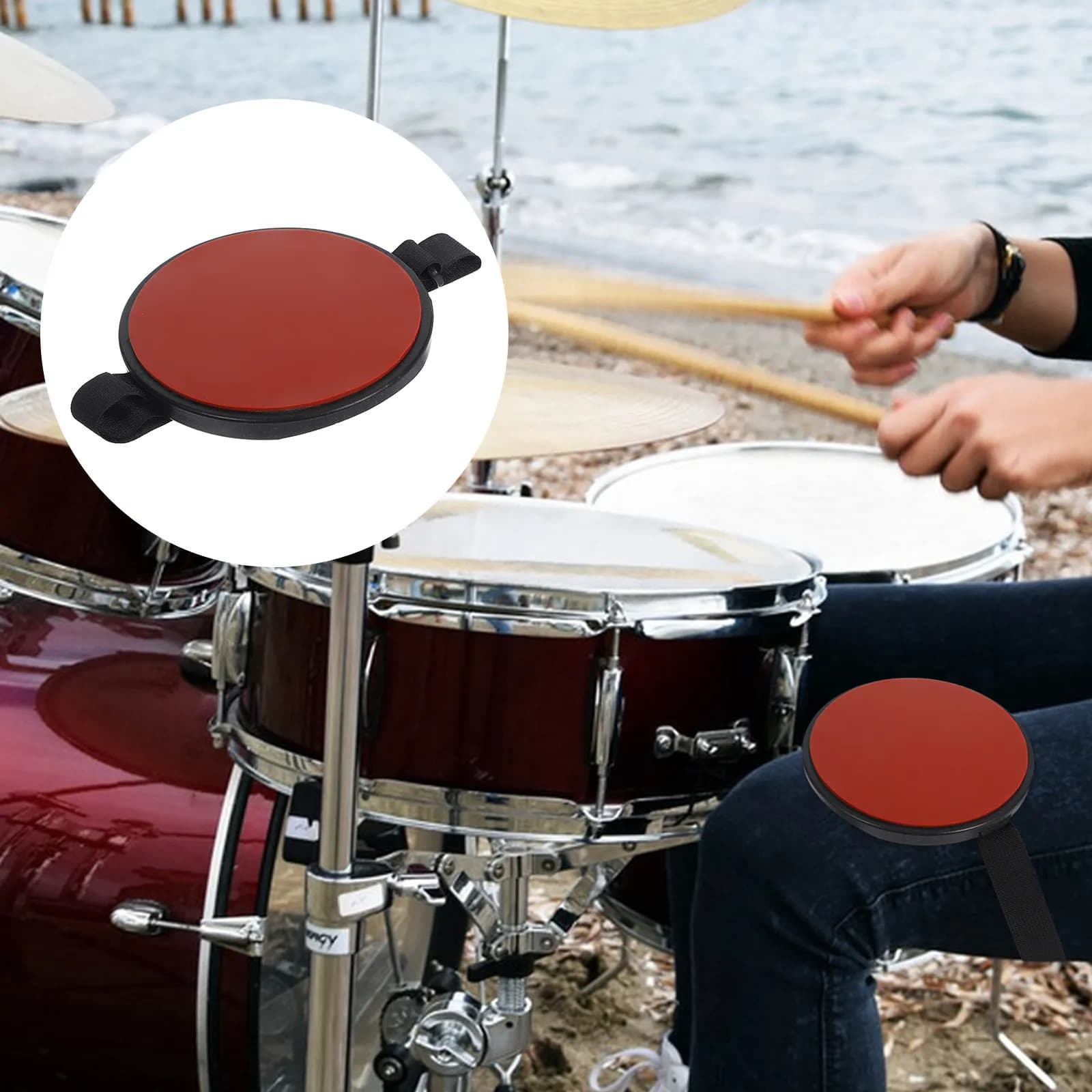Drum Pad Silicone Silent Practice Pad Portable Adjustable Strap Nonslip Design for Marching Snare Bass Drum Quiet Practice
