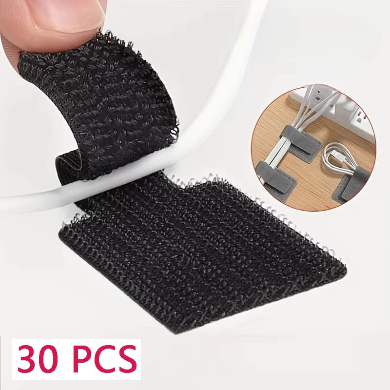 30 Pezzi Fascette Riutilizzabili Autoadesive per Cavi, Organizzatore per Cavi Domestici, Accessori Regolabili con Chiusura a Strappo per Scrivania