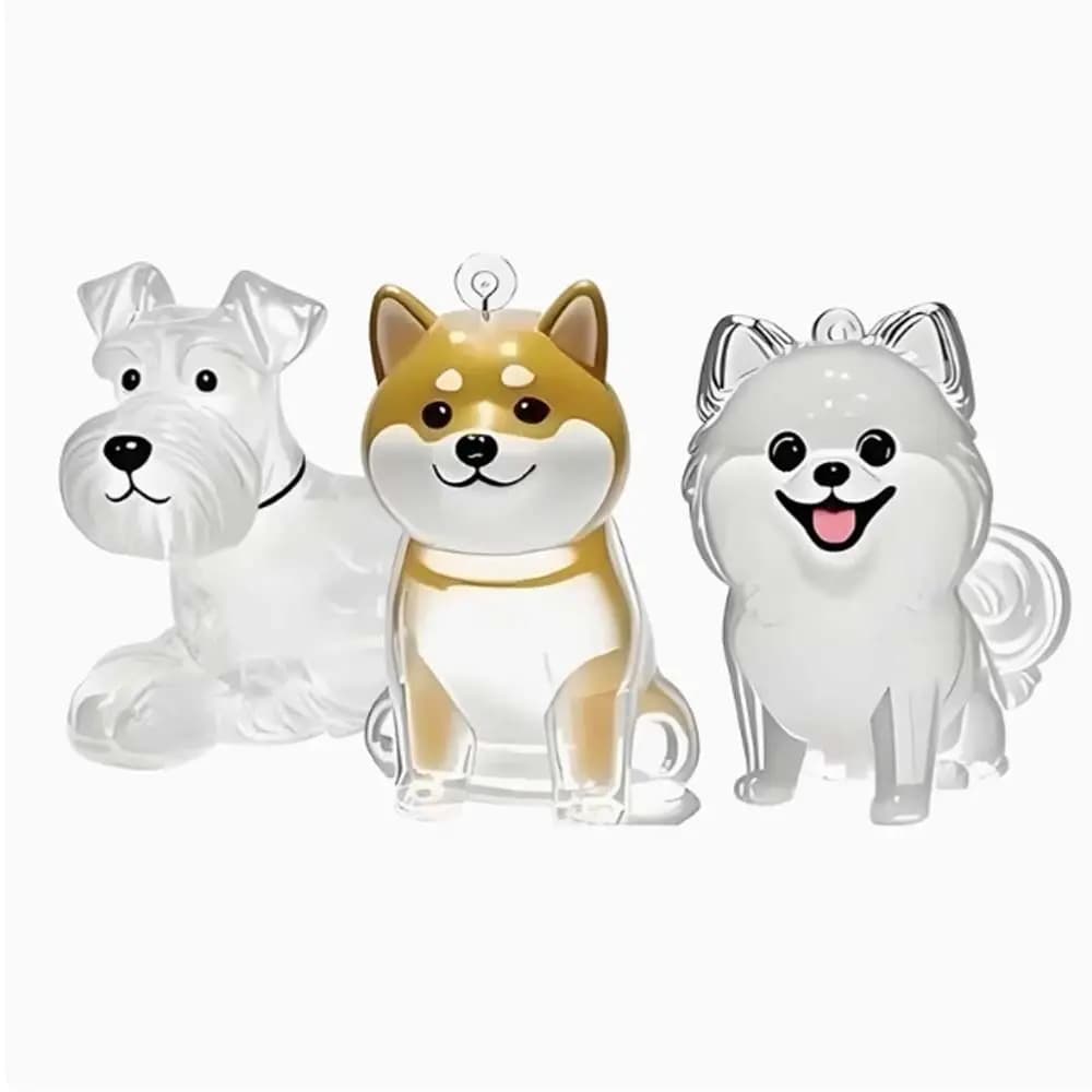 Decorazione da appendere a forma di cane Scatola portaoggetti per peli di cani Toelettatura dei capelli Portachiavi trasparente per peli di animali Portachiavi in acrilico Zaino con pendenti per cuccioli