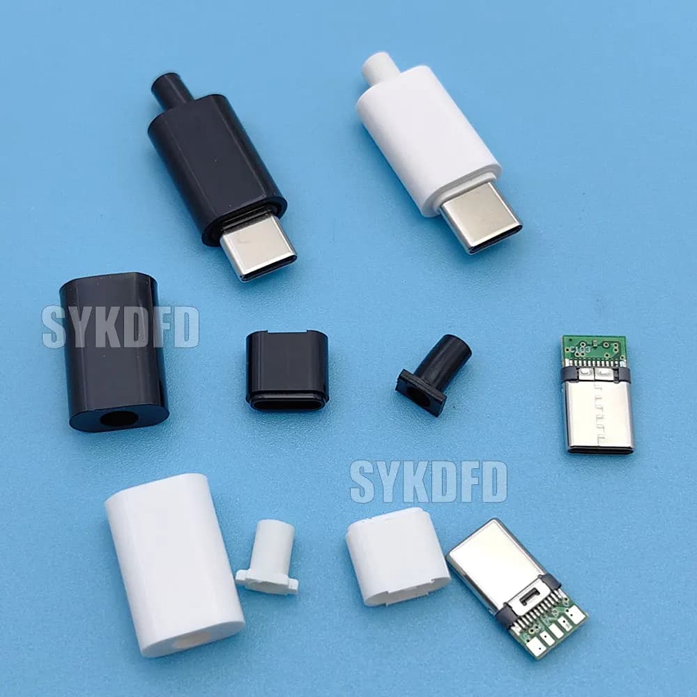 5-10 Pz USB 3.1 24 Pin Tipo-C Maschio 5 Giunti di Saldatura Per Il Telefono Mobile di Ricarica Veloce 3A C A C Saldatura Pad Riparazione FAI DA TE Spina Dati