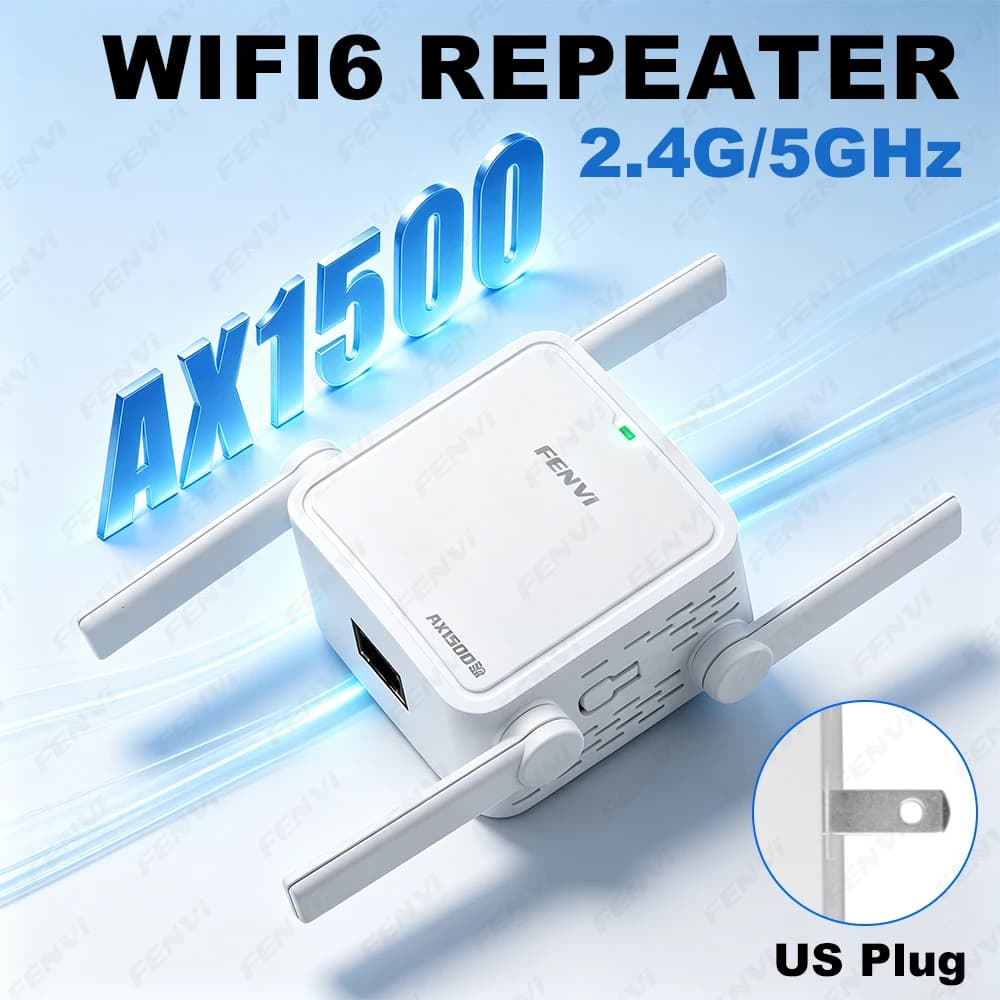 WiFi 6 Repeater AX1500 Dual Band 2.4GHz/5GHz Wireless Range Extender Signal Booster with Gigabit Port for Home Router US Plug