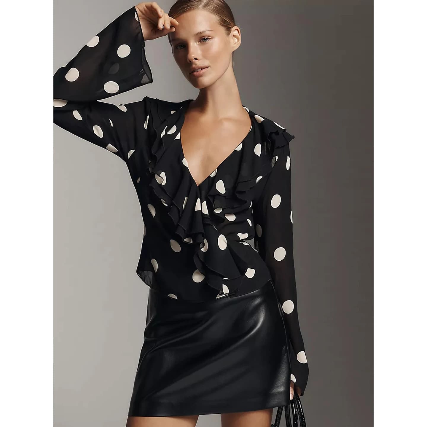 Women's Long Sleeve V-Neck Printed Shirt Autumn 2025 Fashion Casual Slim Fit Polyester Fiber Princess Sleeve Print Blouse