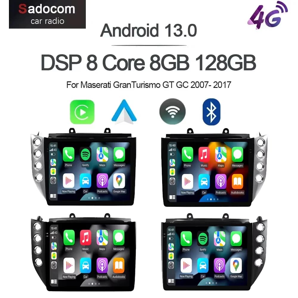 IPS 1280*720 Carplay 10.4 "Android 13.0 6GB + 128GB DVD player for cars GPS WIFI Radio for Maserati GranTurismo GT GC 2007- 2017