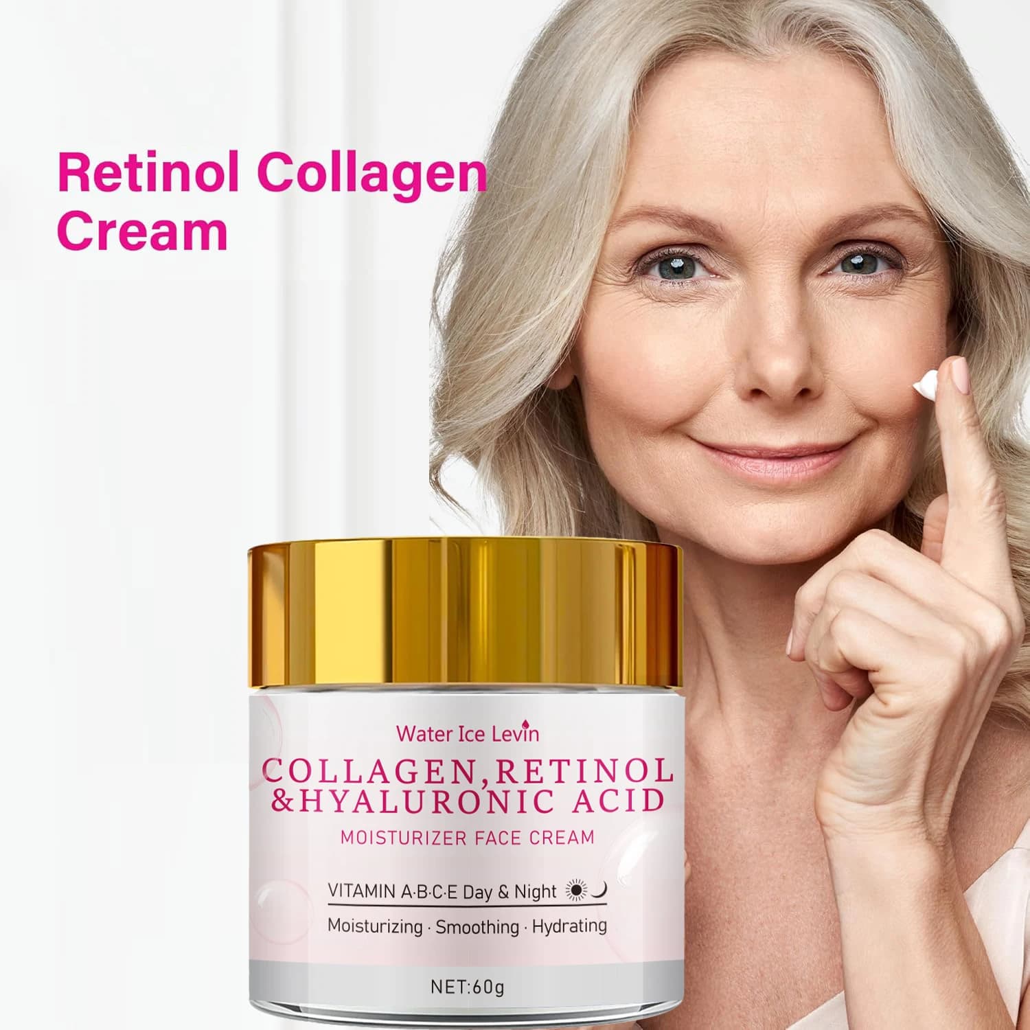 Retinol Collagen Cream with Hyaluronic Acid & Vitamins A,B,C,E. Day & Night Moisturizer for Smooth, Hydrated, Rejuvenated Skin.
