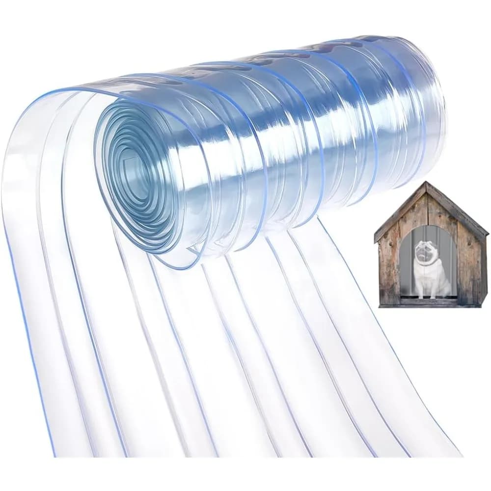 Striscia di ricambio in vinile di plastica da 9,8 piedi Tenda in PVC a costine blu trasparente larga 7,2 pollici per patta per porta di casa per cani Commerciale invernale