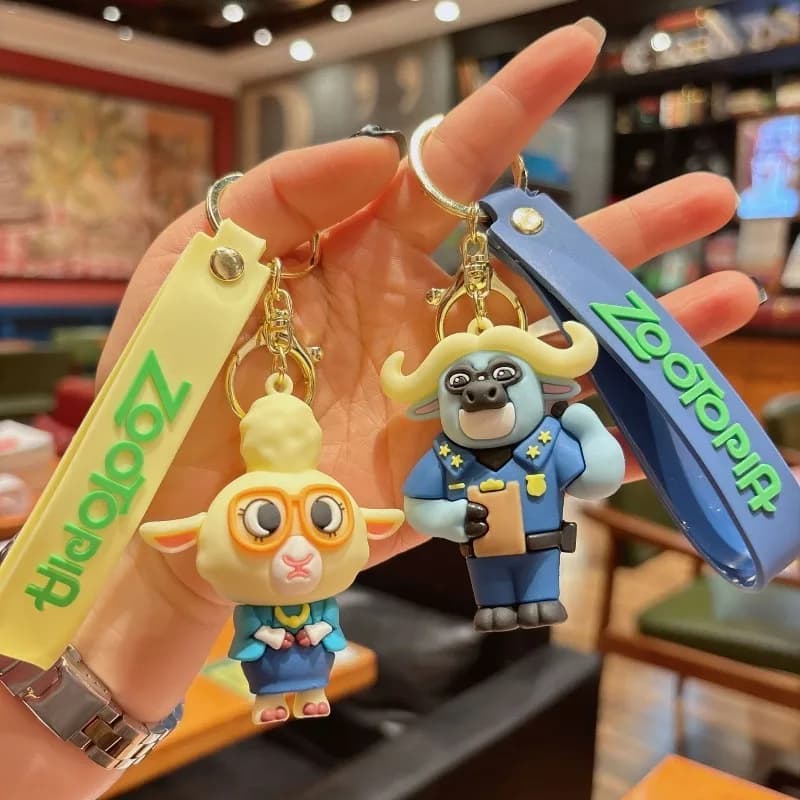 Nuovo Portachiavi Creativo Anime Zootopia, Simpatico Ciondolo Auto Judy Nick in PVC, Portachiavi per Borsa Uomo e Donna, Piccolo Ciondolo Regalo