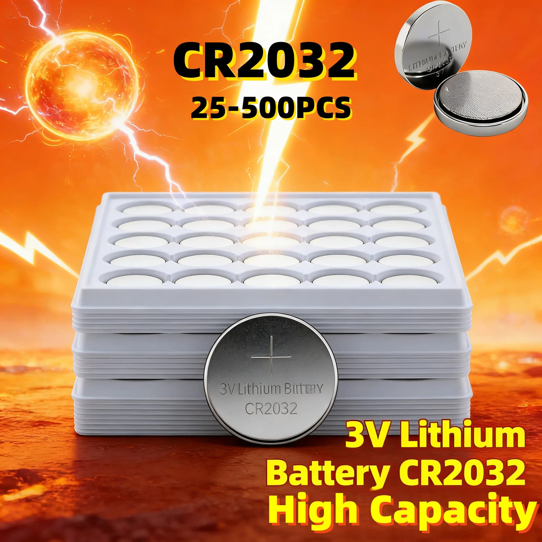 25 pz-500 pz Originale CR2032 CR 2032 3 V Batteria Al Litio per Orologio Calcolatrice Orologio di Controllo Remoto Giocattoli Pulsante Monete Cellulare
