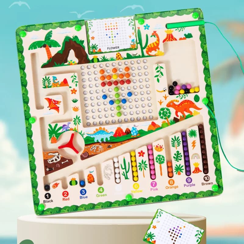 Problema intellettuale che risolve 1-3 anni Palla di dinosauro magnetica Labirinto da tavolo Puzzle Giocattolo Gioco di palla Penna digitale Giocattoli di liquidazione